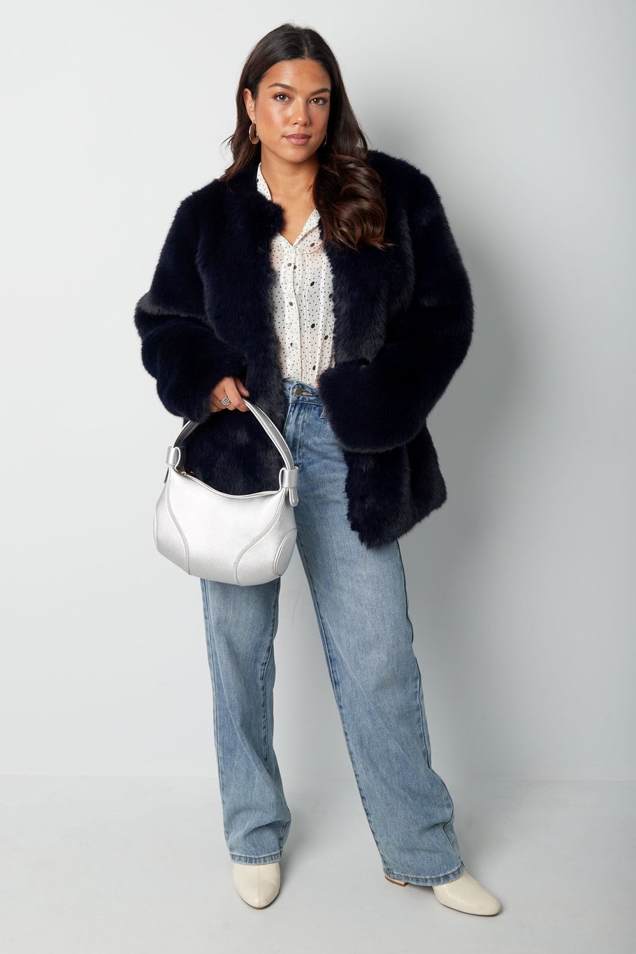 Faux fur coat - dark blue Picture7